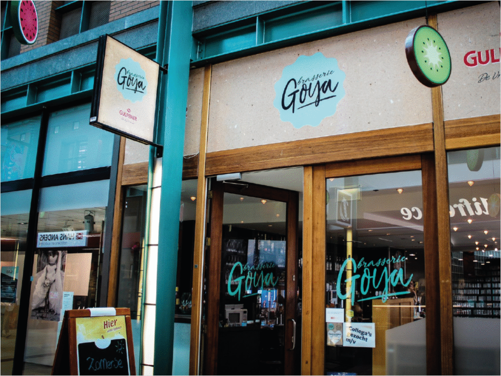 Raambelettering bij Horeca Goya